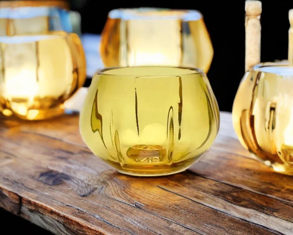 Peyote Style Amber Honey Copita, Ceramic Cup, Artisan Drinkware, Copita Set, Unique Barware, Amber Glass Gift